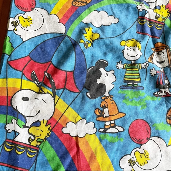 Peanuts Bedding Sears Perm Prest Peantuts Flat Bed Sheet Snoopy Woodstock Charlie Brown 96s